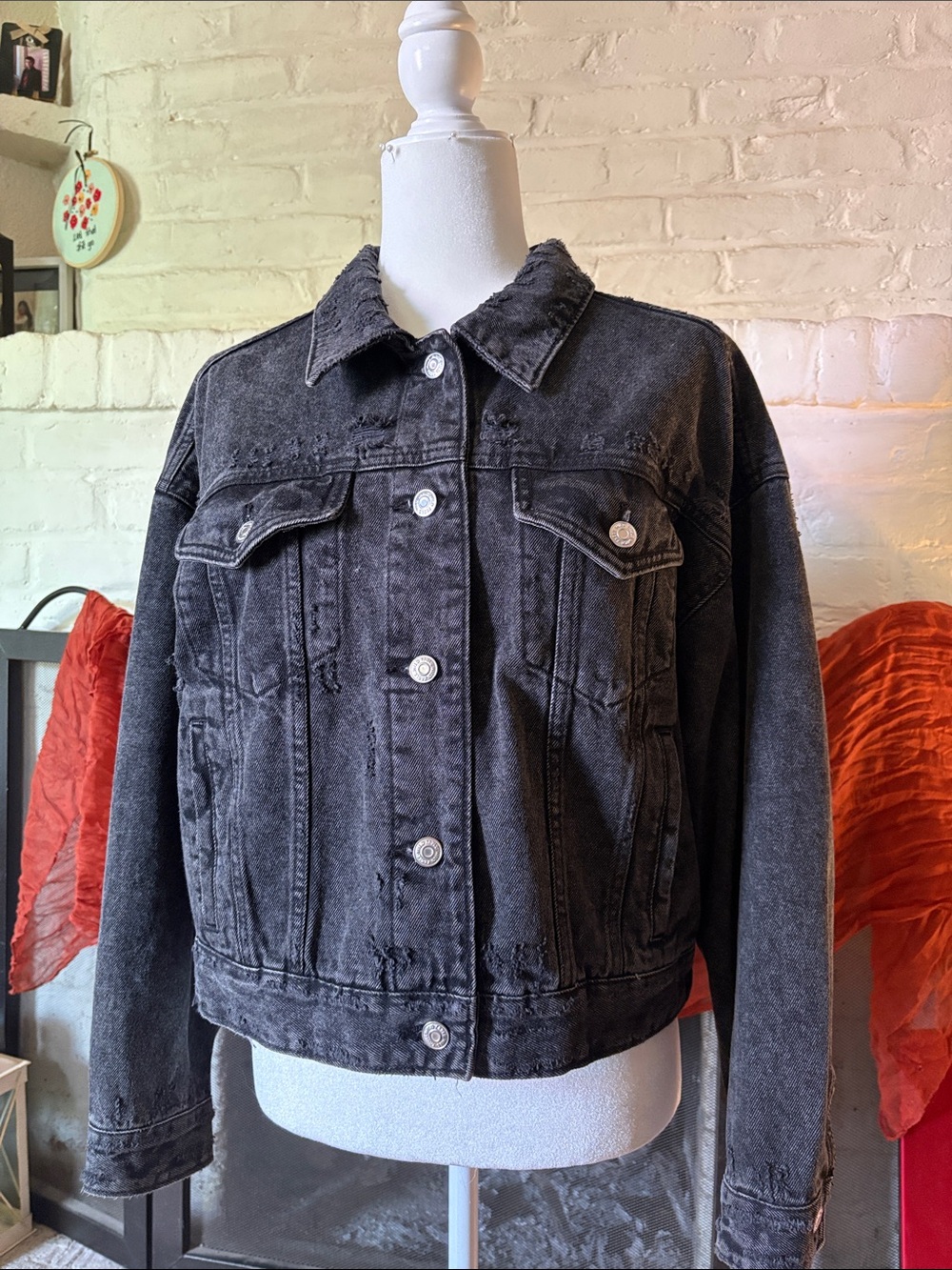 wild fable Washed Black Denim Trucker Jacket